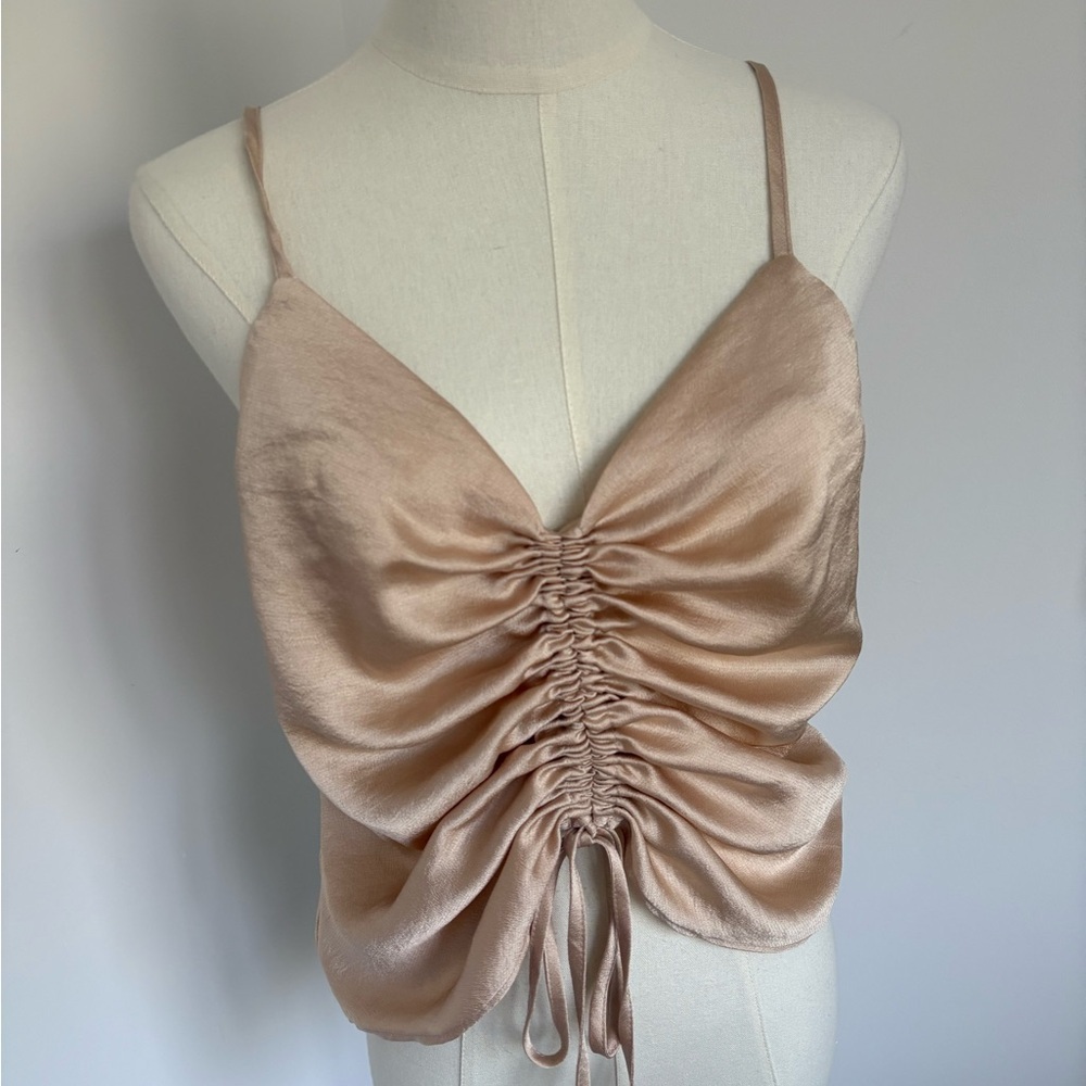 ASOS Rose Gold Ruched Tie Front Camisole
